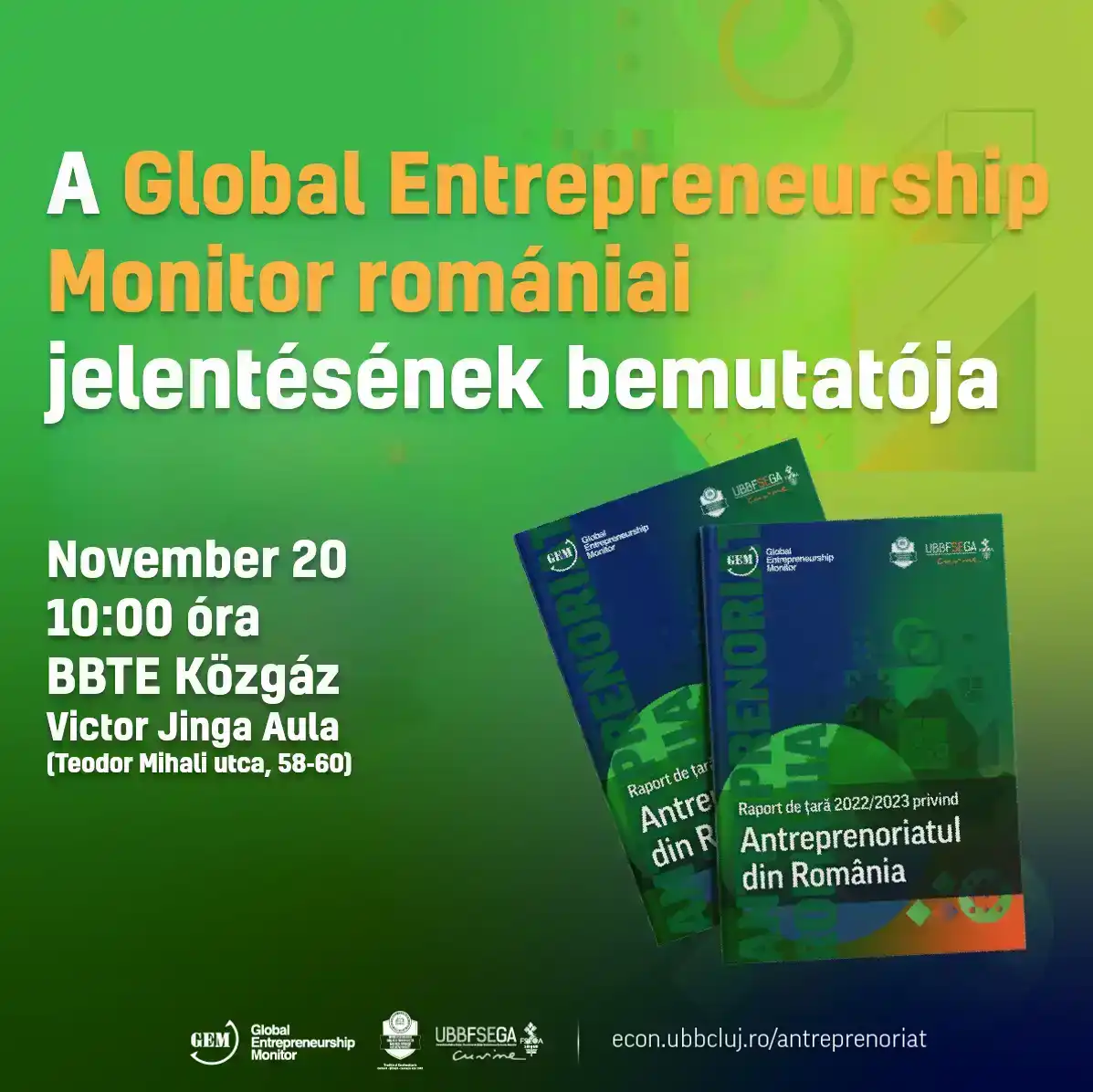 Gyere el a Global Entrepreneurship Monitor 2022-2023-as romániai országjelentésének bemutatójá... Cover Image